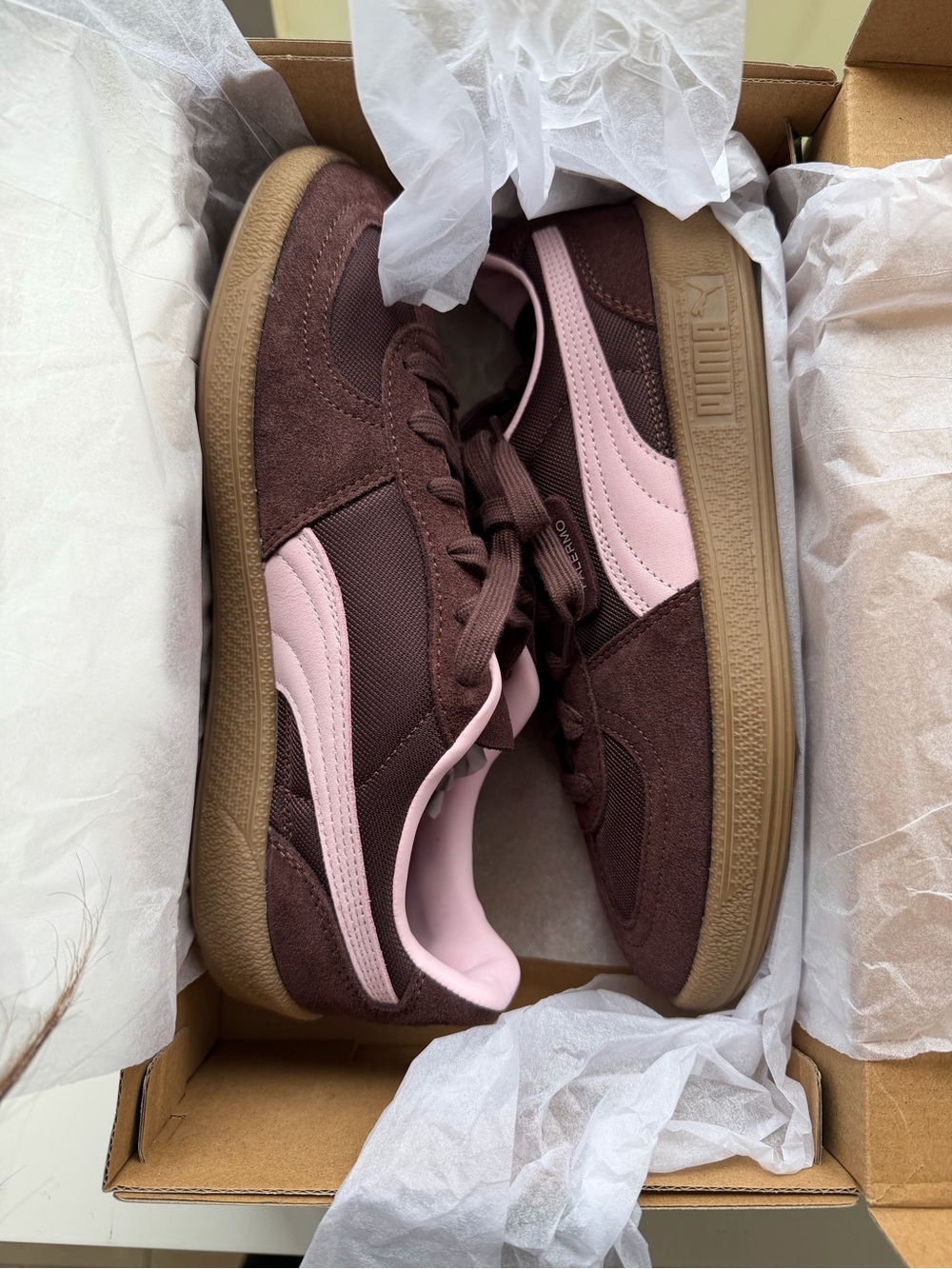 Puma Brown and Pink Suede Sneakers